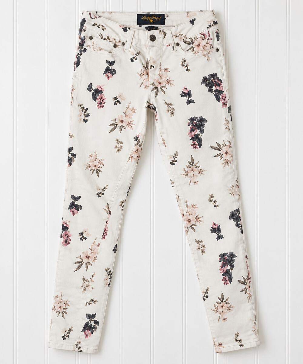 Lucky Brand Lolita Capri Jeans Womens 25 Floral Print Cropped Skinny Stretch